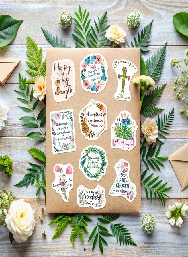 WAKEMOODEI 200PCS Bible Verse Stickers, Christian Jesus Faith Stickers, Floral Religious Scripture Vinyl Decals for Laptop Journal Prayer Board Water Bottle, Bible Study Supplies - Image 4
